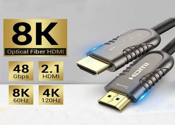 10.2Gbps Kabel Serat Optik HDMI dengan Protokol HDMI 2.1 untuk 10 Meter Transmisi Kabel Optik HDMI Aktif