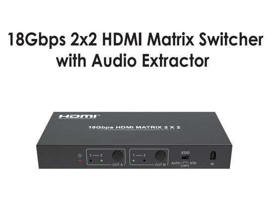 Kualitas  Type A 18Gbps 2x2 HDMI Matrix Switcher With Audio Extractor pabrik