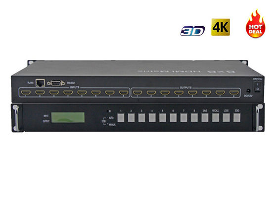4Kx2K 8X8 3D IR HDMI Video Matrix Switcher Dengan 8x Input Dan 8x Output