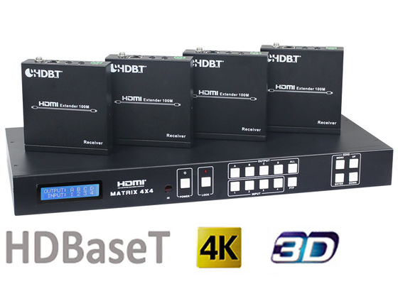 HDMI1.4 4X4 HDBaseT Matrix Switcher Dengan 4Pcs 70M Dan 100M HDMI HDBaseT Receiver