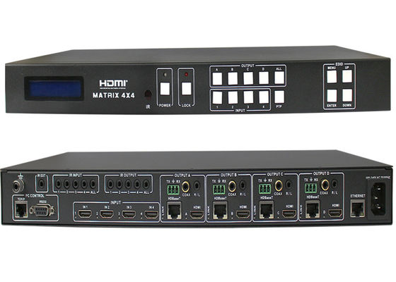 HDMI1.4 4X4 HDBaseT Matrix Switcher Dengan 4Pcs 70M Dan 100M HDMI HDBaseT Receiver