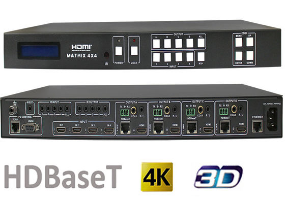 70 Meter Dan 100 Meter 4x4 HDMI Matrix Switcher Dengan port Output HDBaseT