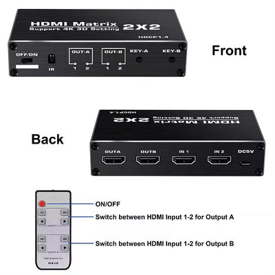 EDID Dukungan 70 Meter IR HDBaseT 4X4 HDMI Matrix Switcher dengan IR Remote Control