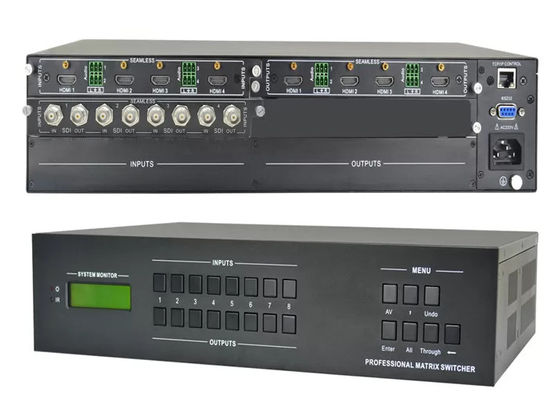 DVI Video Matrix Switcher dengan 4 Input dan 4 Output dikendalikan oleh panel depan