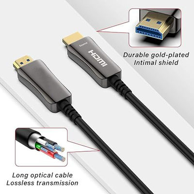 Kabel HDMI Fiber Optik 4K HDR Dolby Vision, Kabel HDMI Optik Aktif 100m untuk Resolusi Ultra HD