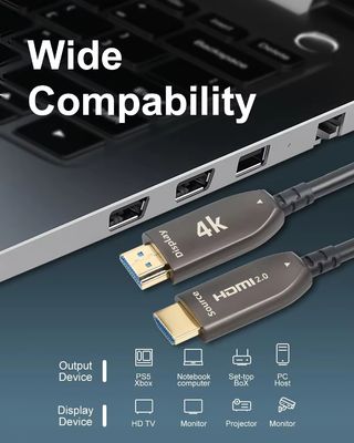 4K 60Hz HDMI Kabel Serat Optik Didukung 1080p / 3D / Deep Color