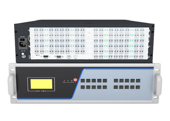 Daya redundant didukung 88 Port 3.5 U Fiber KVM Transmitter dan Receiver Node KVM Fiber Matrix