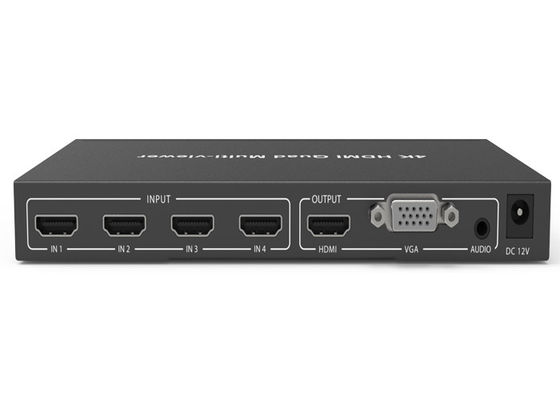 Hitam HDCP 1.4 4K 4×1 Quad HDMI Multiviewer dengan 4 x input HDMI dan 1 x output HDMI