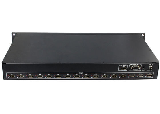 Quad RS232 16x1 HDMI MultiViewer Seamless Switcher Perlindungan ESD