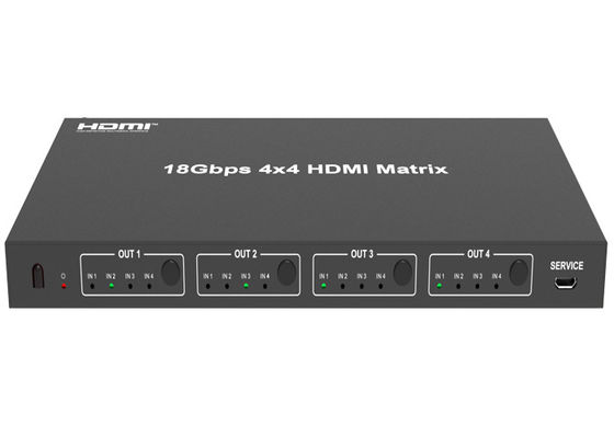 Micro USB 18Gbps 4x4 Matrix HDMI Switcher Penerima IR