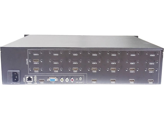 Hitam 1080P HDMI 1U LCD Video Wall Controller 1 Input 12 Output