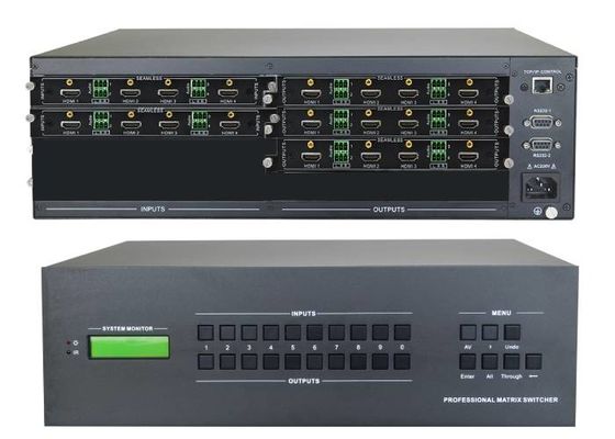 8-Ch 4k HDMI Input 16-Ch 4k HDMI Output Video Matrix Switcher Dengan Dipasang di Dinding