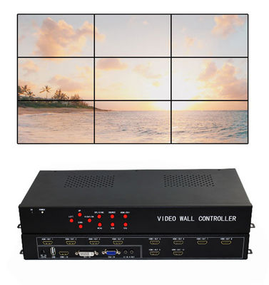 FCC CE Rohs 1 IN 9 OUT Video Matrix 3x3 TV Video Wall Controller Dengan 9 Layar