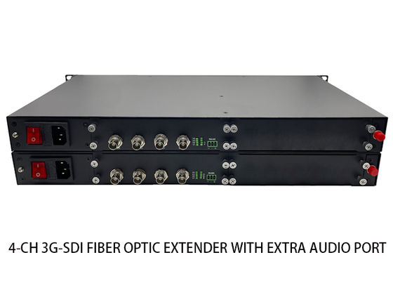 Extender Serat Optik 4-Ch 3G-SDI Dengan Port Audio Ekstra