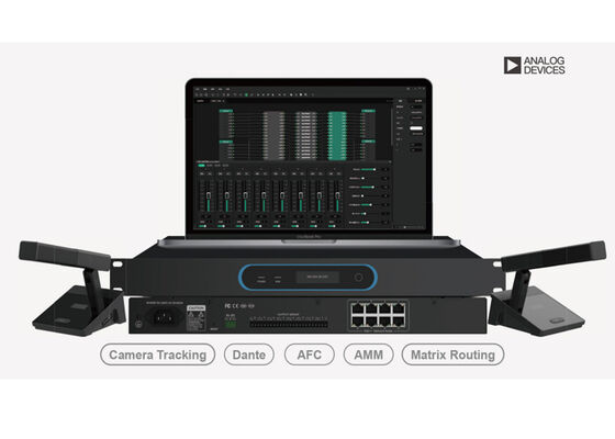 VINCAN NMC100D Konsol Pencampur Audio Jaringan dengan 32x32 Saluran Dante, Pencampuran Mikrofon Otomatis, dan 8 Antarmuka PoE++