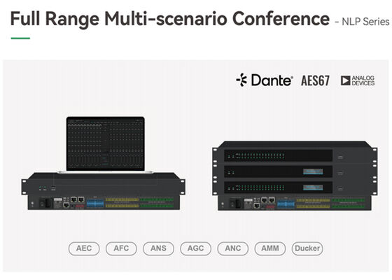 VINCAN NLP Series Conference Audio DSP Processor dengan AEC Automatic Mixing dan Dante/AES67 Network Audio